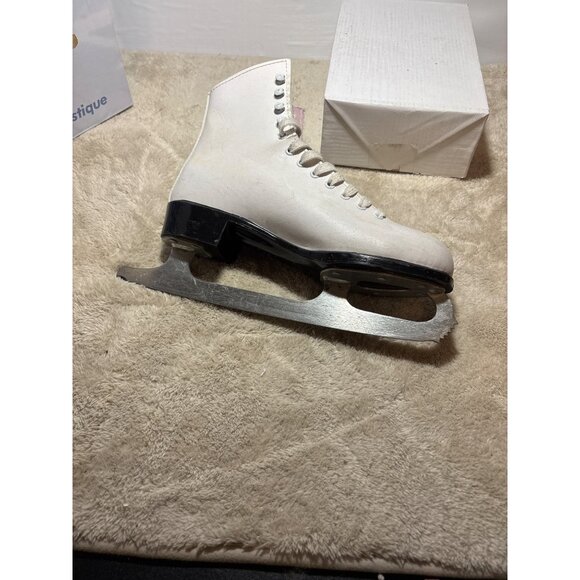 Vintage Lange Classic Ice Skates Womens Size 6 White Leather Canada Figure Skate - Picture 10 of 16